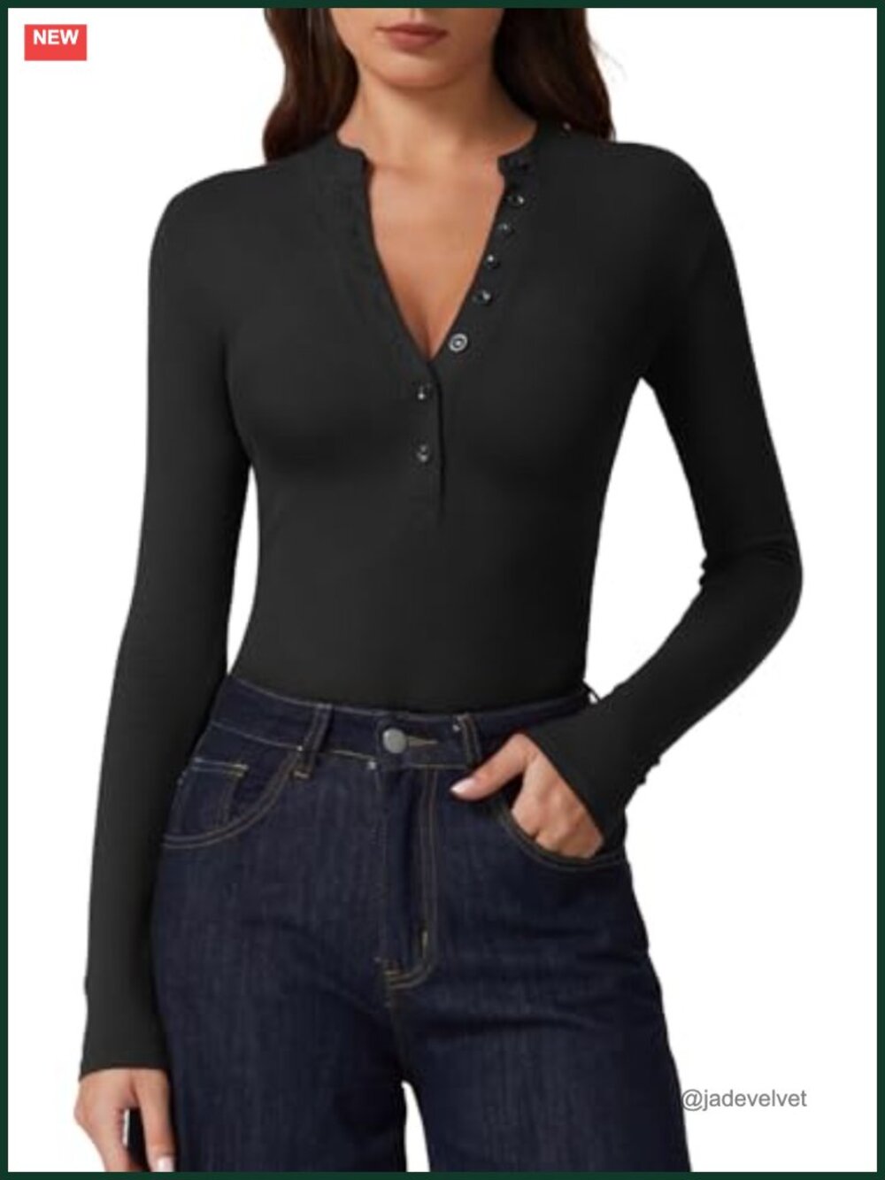 Women's Ribbed Knit Slim Fit V-Neck Long Sleeve Button Down Shirt Top Cotton